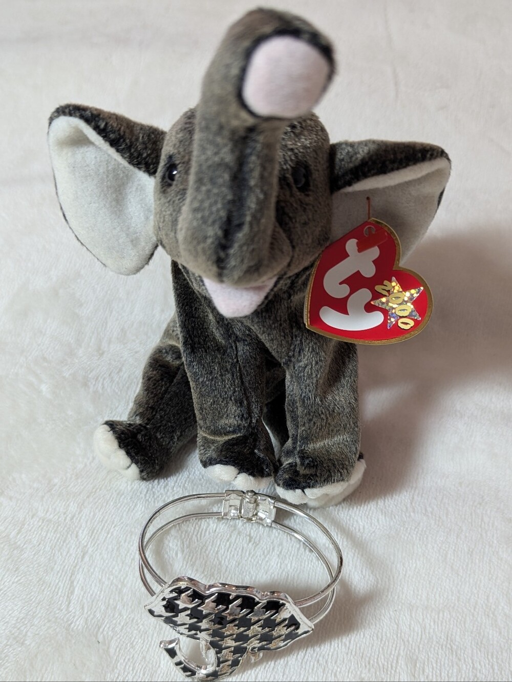 Alabama Crimson Tide Houndstooth Elephant Hinged Bangle Bracelet -Big Al not inc